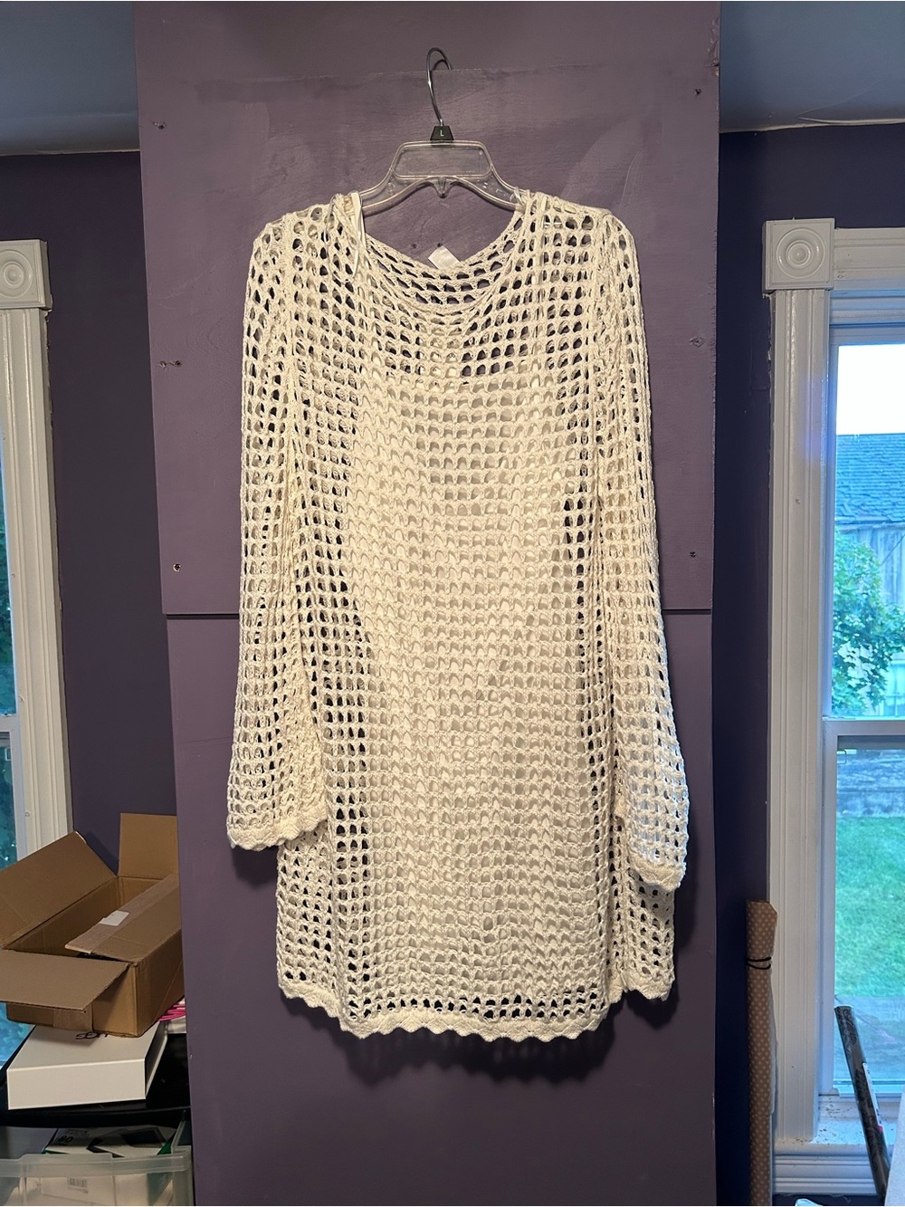Divided by H&M cream crochet dress with bell sleeves, size XL